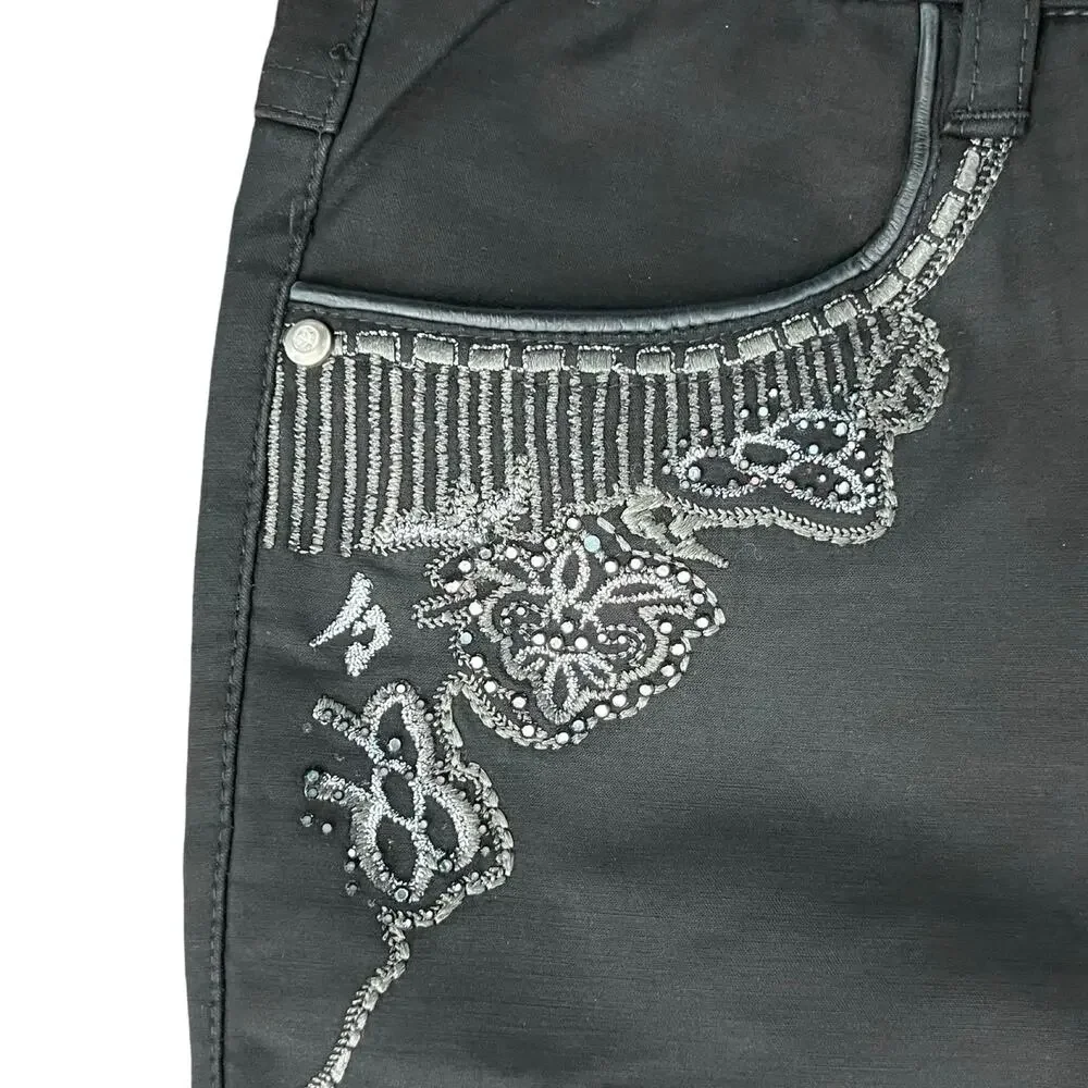 Otto Gi Italy Black Silver Embellished Pockets Bootcut Pants sz 38 / 8 NEW Tags - Picture 11 of 15